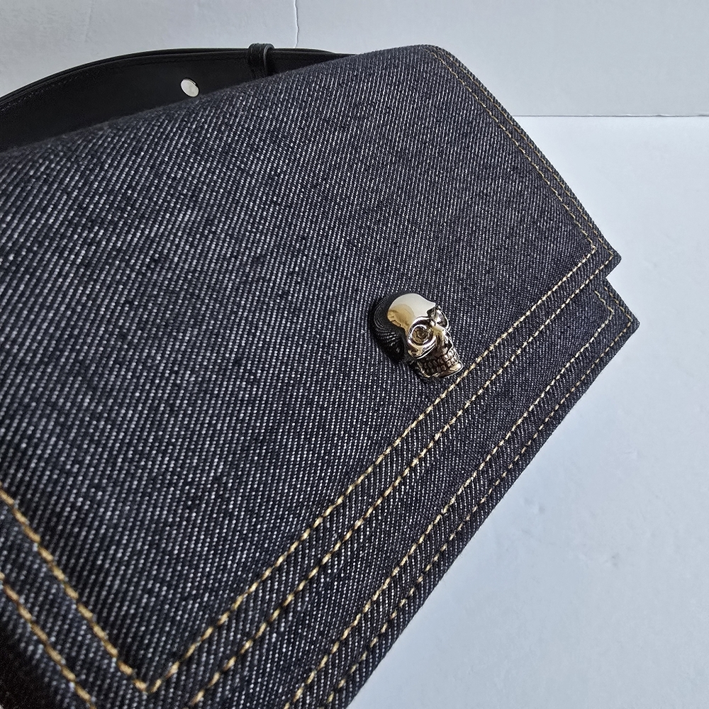 Alexander McQueen Skull Denim Crossbody Bag - Picture 8 of 14